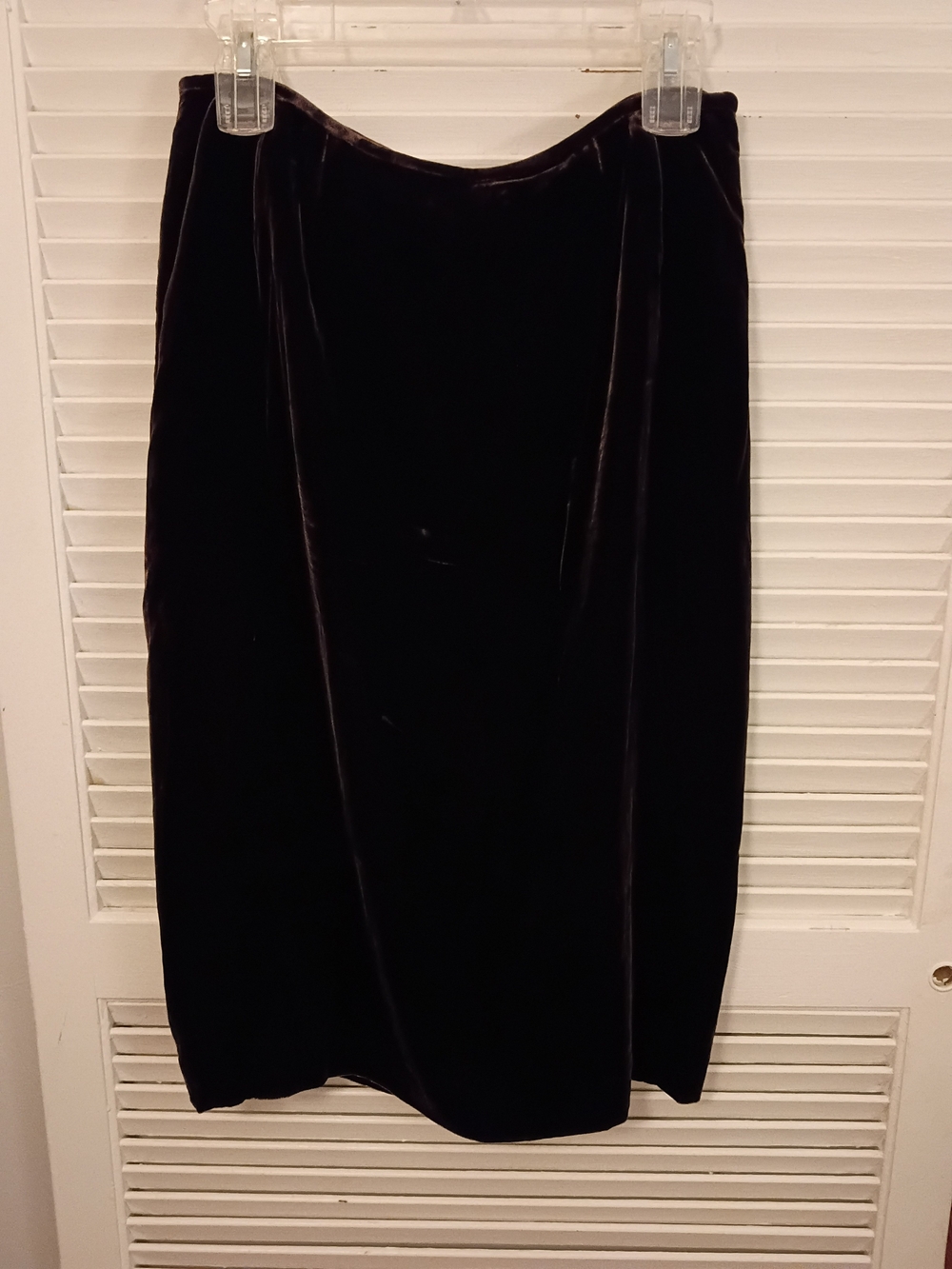Albert Nipon Velvet Midi Skirt Chocolate Brown Size 8 - Picture 2 of 6